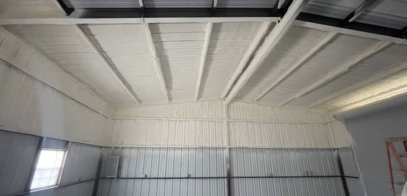 Commercial insulation installed in a metal building